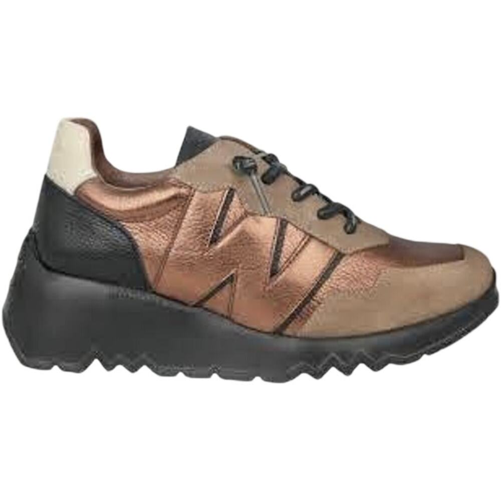 NWT Wonders Spain Suede Metallic Leather Wedge Sneaker Bronze Streetwear